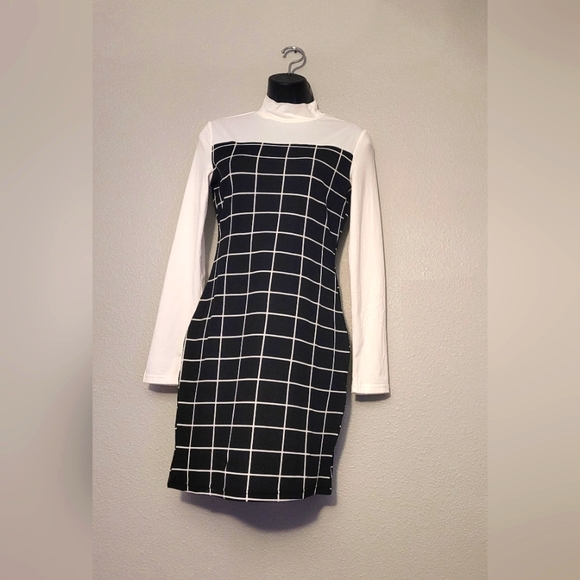 SHEIN Dresses & Skirts - Chic Black and White Grid Dress
